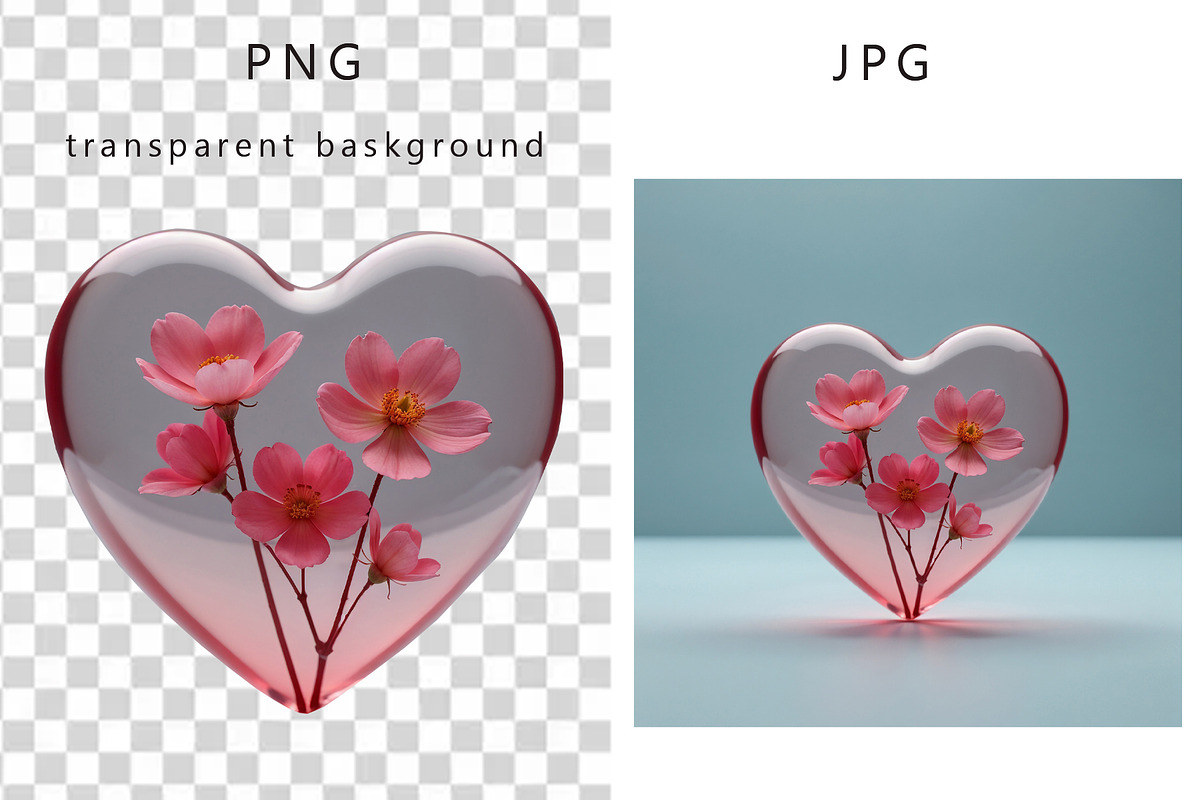 Glass Heart Flowers Clip Art, a Decorative Illustration by TetianaArt (Photo 4 of 10)