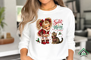 Christmas Girl & Cat Clipart PNG, a Seasonal Illustration by Craft Nest (Thumbnail 3 of 6)