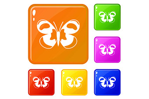 Spotted Butterfly Icons Set Vector