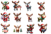 Cute Christmas Moose Sublimation, an Illustration by Designworld (Thumbnail 2 of 5)