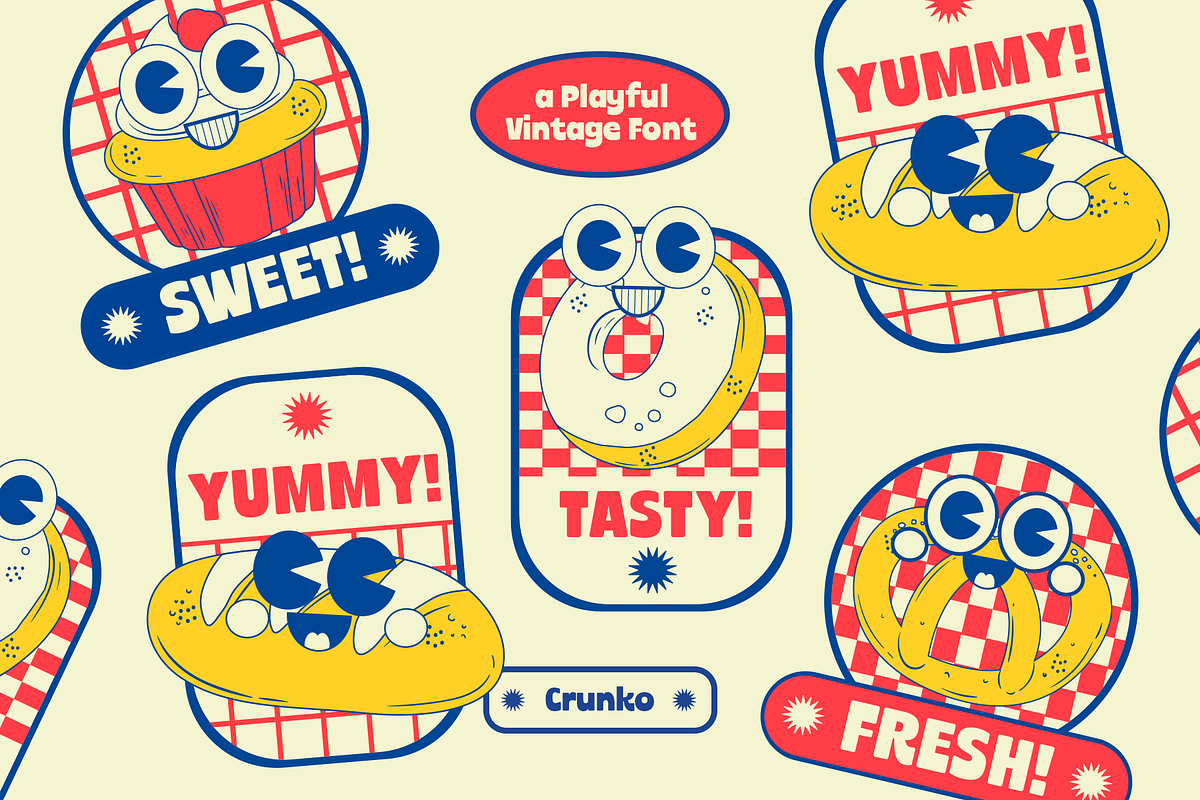 Crunko – Cute Retro Sans Font, a Sans Serif Font by Tiptop Graphic (Photo 6 of 9)