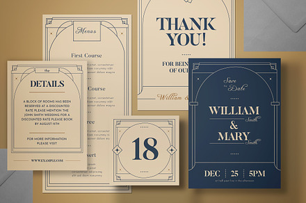 Art Deco Wedding Invitation, an Invitation Template by graphicook