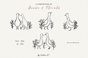 Line Art Cute Geese & Florals, an Animal Illustration by Jenteva Art (Thumbnail 8 of 16)