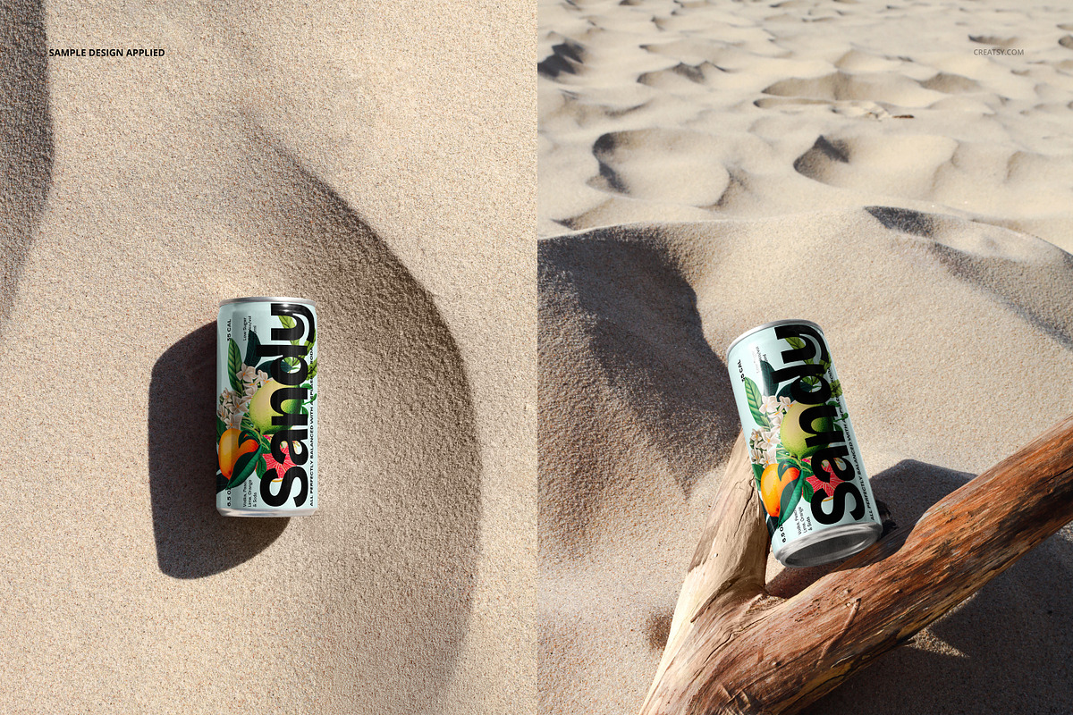 200ml Can on Sand Mockup Set, a Packaging Mockup by creatsy5 (Photo 3 of 6)