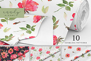 Watercolor flowers seamless patterns, a Pattern Graphic by AnnelyBlooms (Thumbnail 1 of 7)
