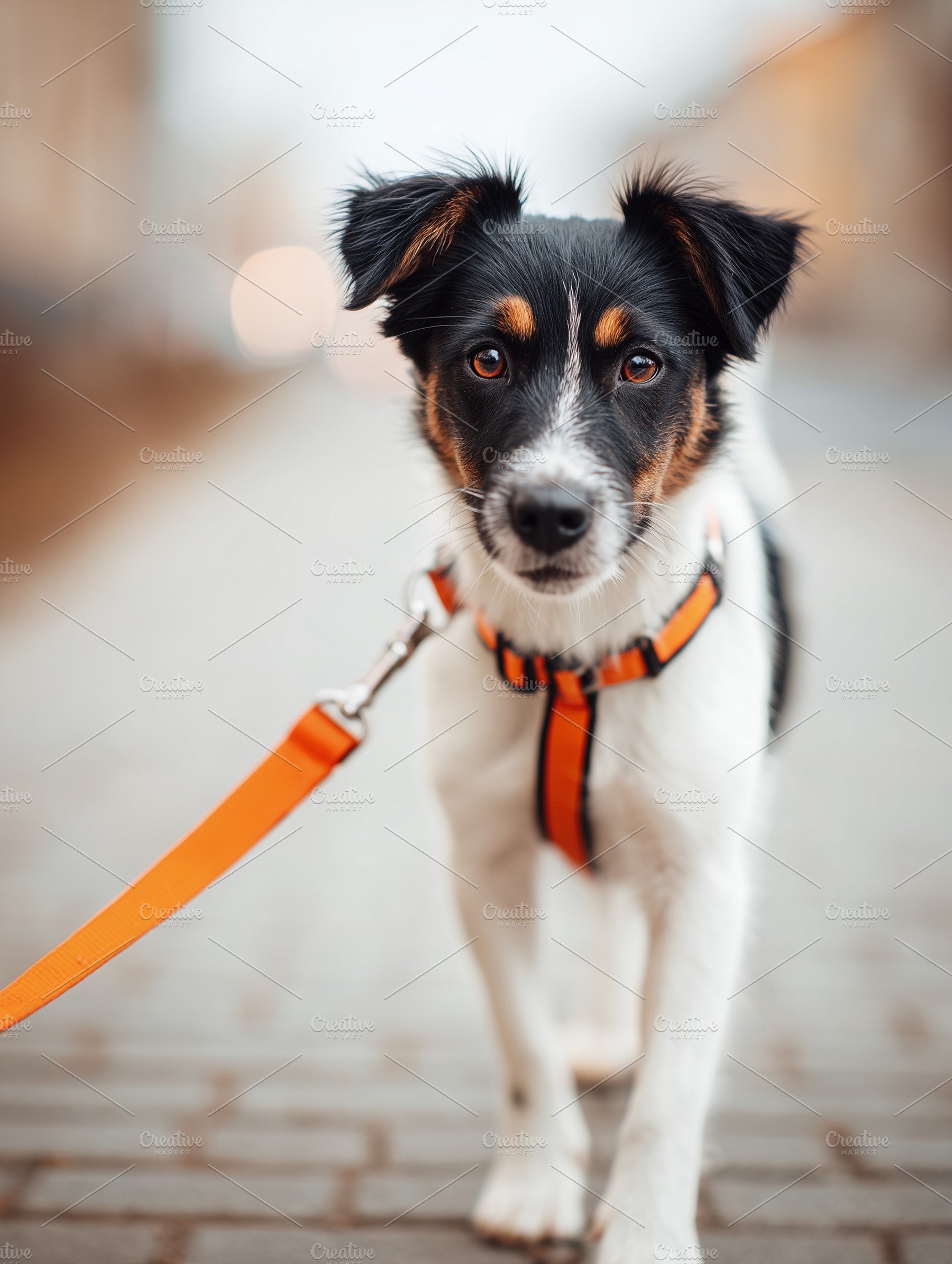 Cute small black and white dog walk, an Animal Photo by MistyDay
