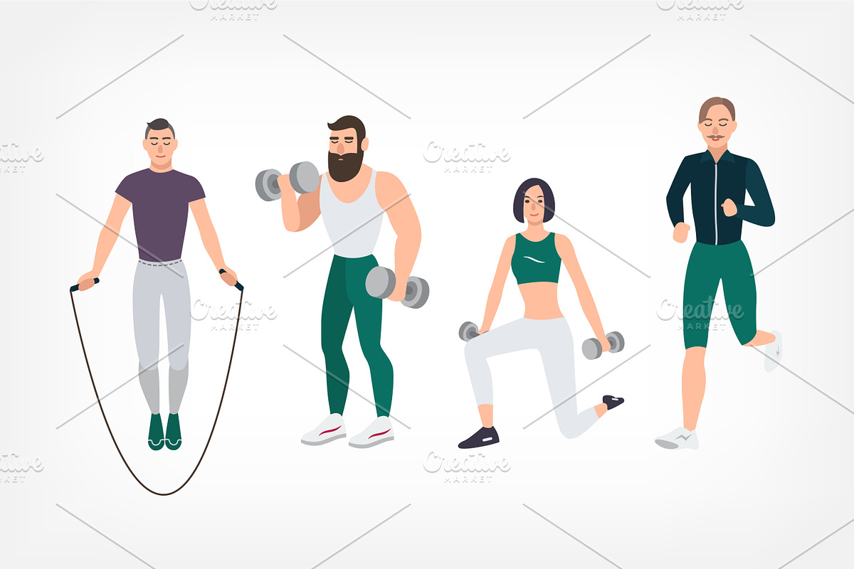 Gym people doing sports set, a Sport Illustration by Good Studio (Photo 3 of 4)