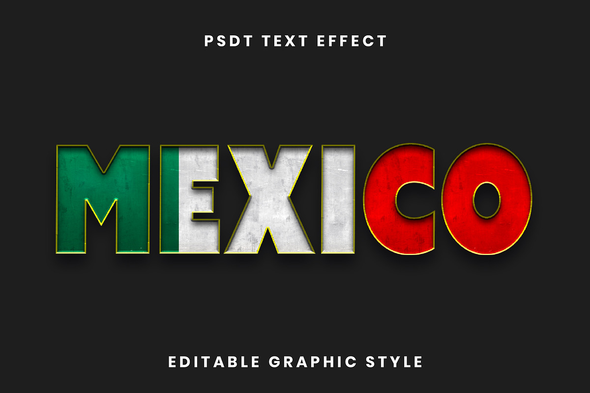 Mexico Flag Block Grunge Text Effect