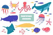Underwater world. Hand drawn set, an Animal Illustration by UTM Studio (Thumbnail 4 of 5)