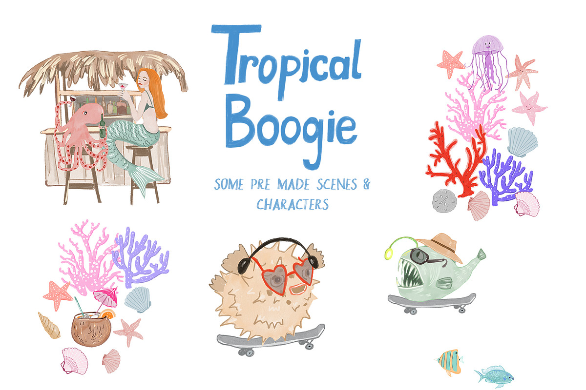 Sea Animals Kids Illustrations, a Decorative Illustration by whiteheartdesign (Photo 4 of 21)