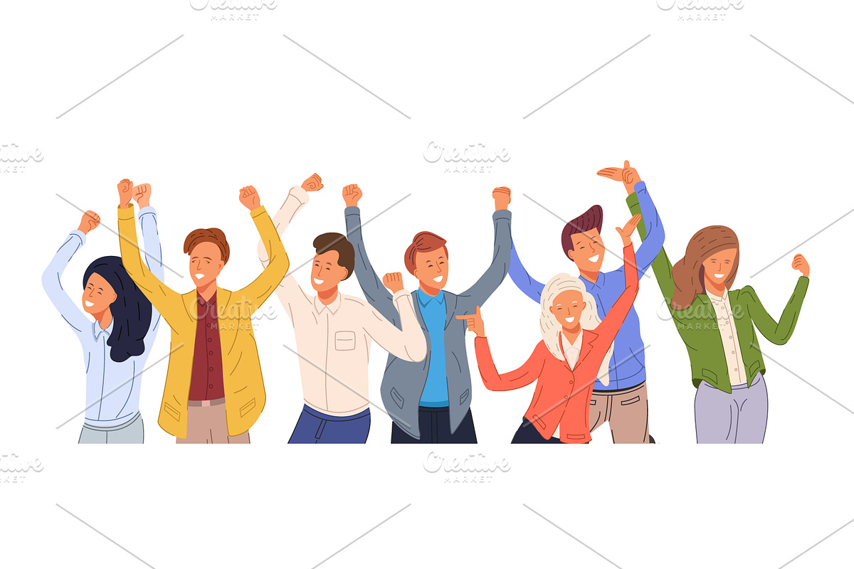 Happy group of people celebrating, a Person Illustration by Yayasya