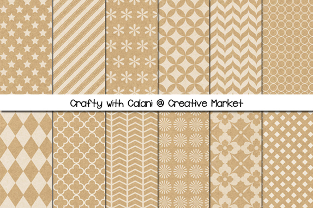Digital Kraft Paper in 12 Patterns