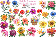 Bright Summer Flower Clipart, an Illustration by Watercolor design (Thumbnail 1 of 11)