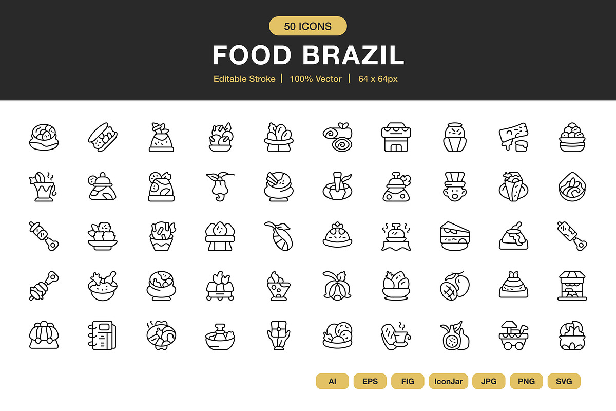 Food Brazil Icons, an Icon by Spacepixel Creative