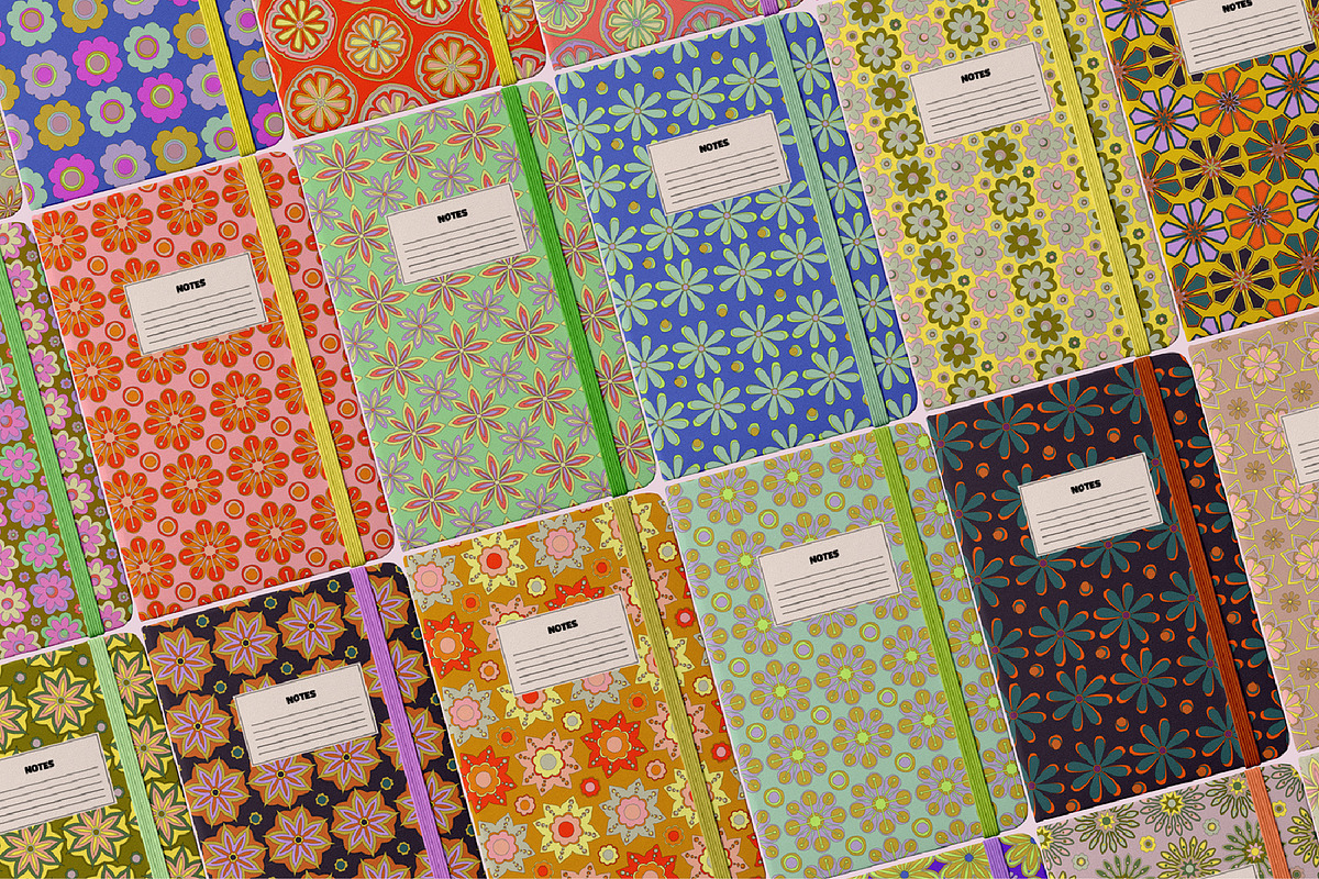 60s Vector Floral Patterns, a Pattern Graphic by angelainthefields (Photo 10 of 10)