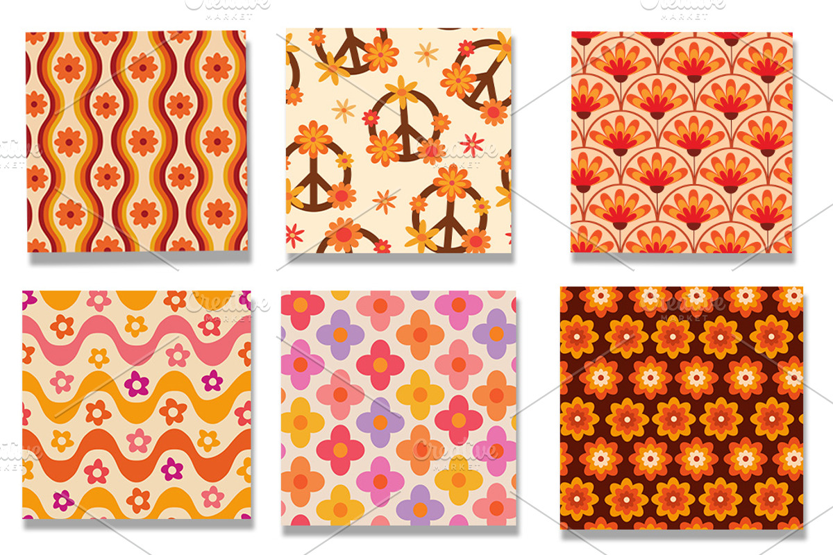 Groovy Flowers 10 Seamless Patterns, a Pattern Graphic by Yasmine Patterns (Photo 2 of 9)