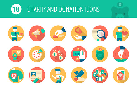 Charity and Donation Flat Icons
