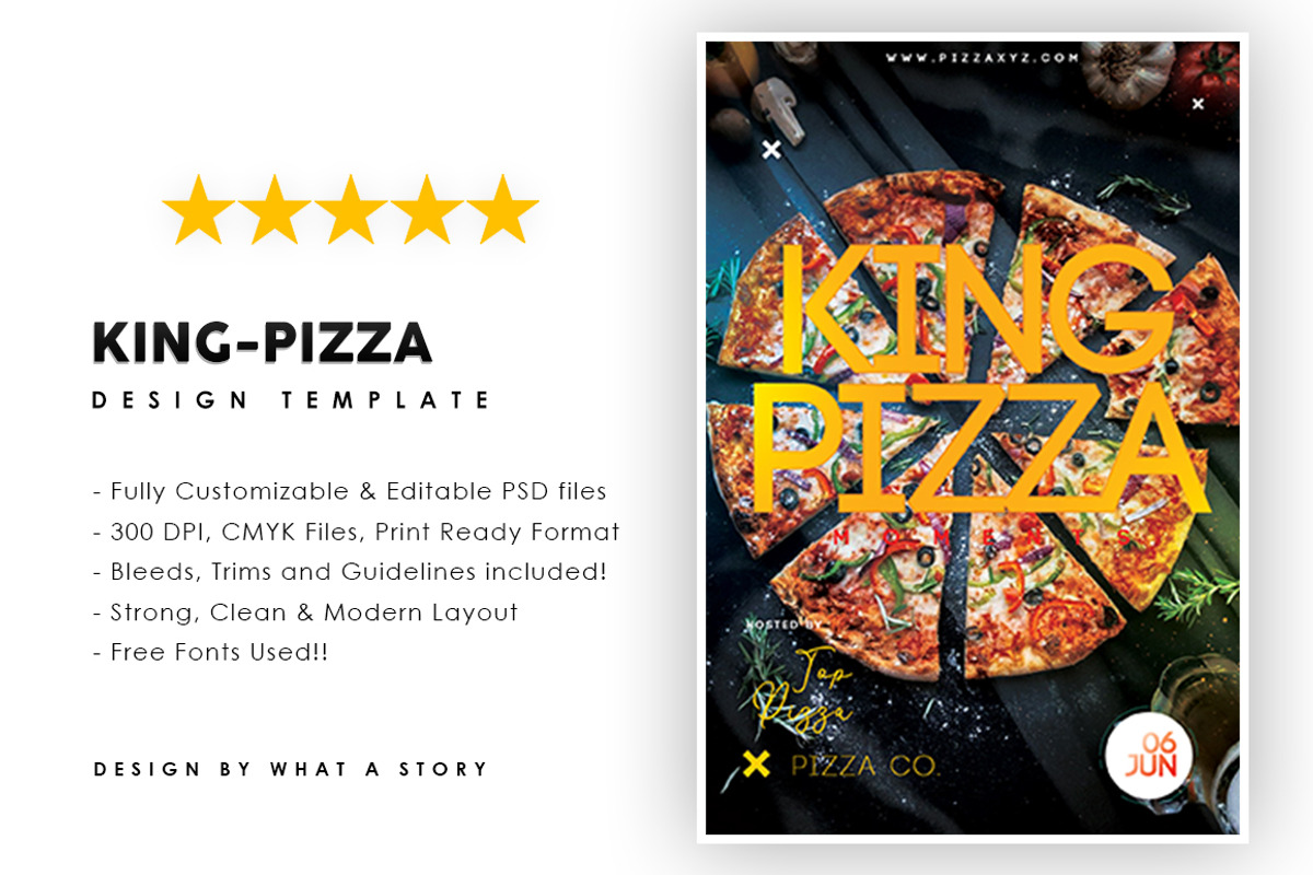 King Pizza Flyer Template, a Flyer Template by What a Story (Photo 1 of 2)
