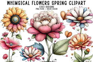 Whimsical flowers spring clipart, an Illustration by CreationArt