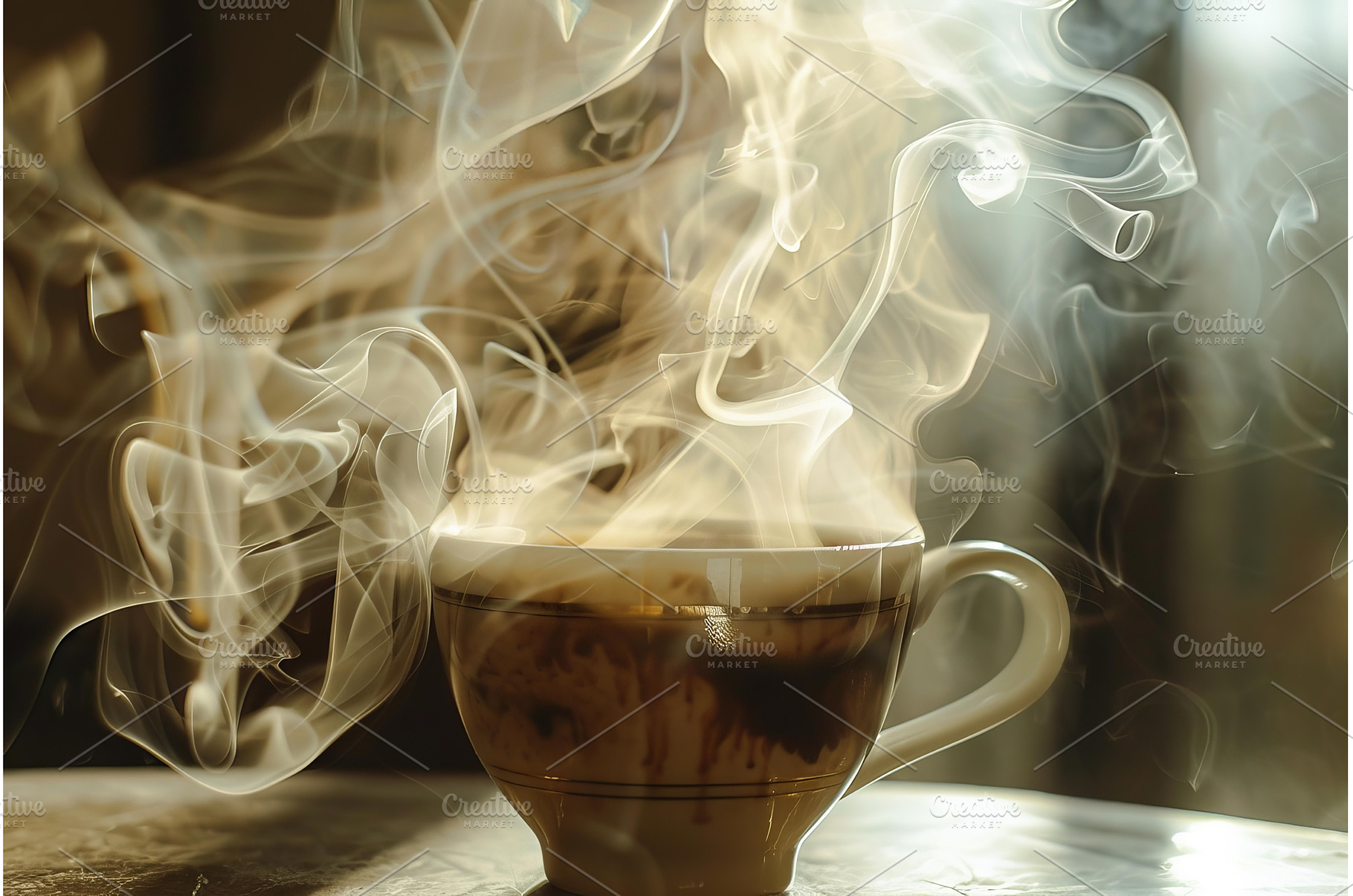 Aromatic coffee cup with swirling, a Food & Drink Photo by Ylivdesign