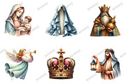 Watercolor Nativity Scene Clipart, an Illustration by designcity5 (Thumbnail 2 of 5)