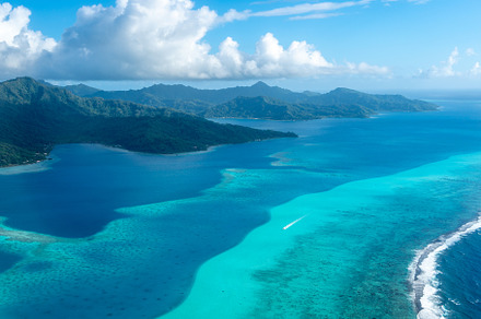 Aerial view of Tahaa island, French Polynesia, with turquoise la, a Nature Photo by GoodGoods