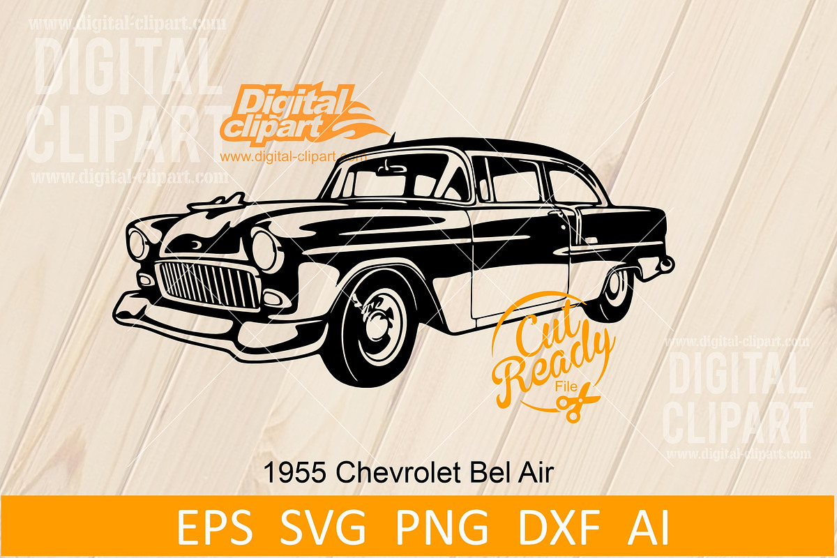 Classic 1950s American Car SVG, a Transportation Illustration by Digital-Clipart