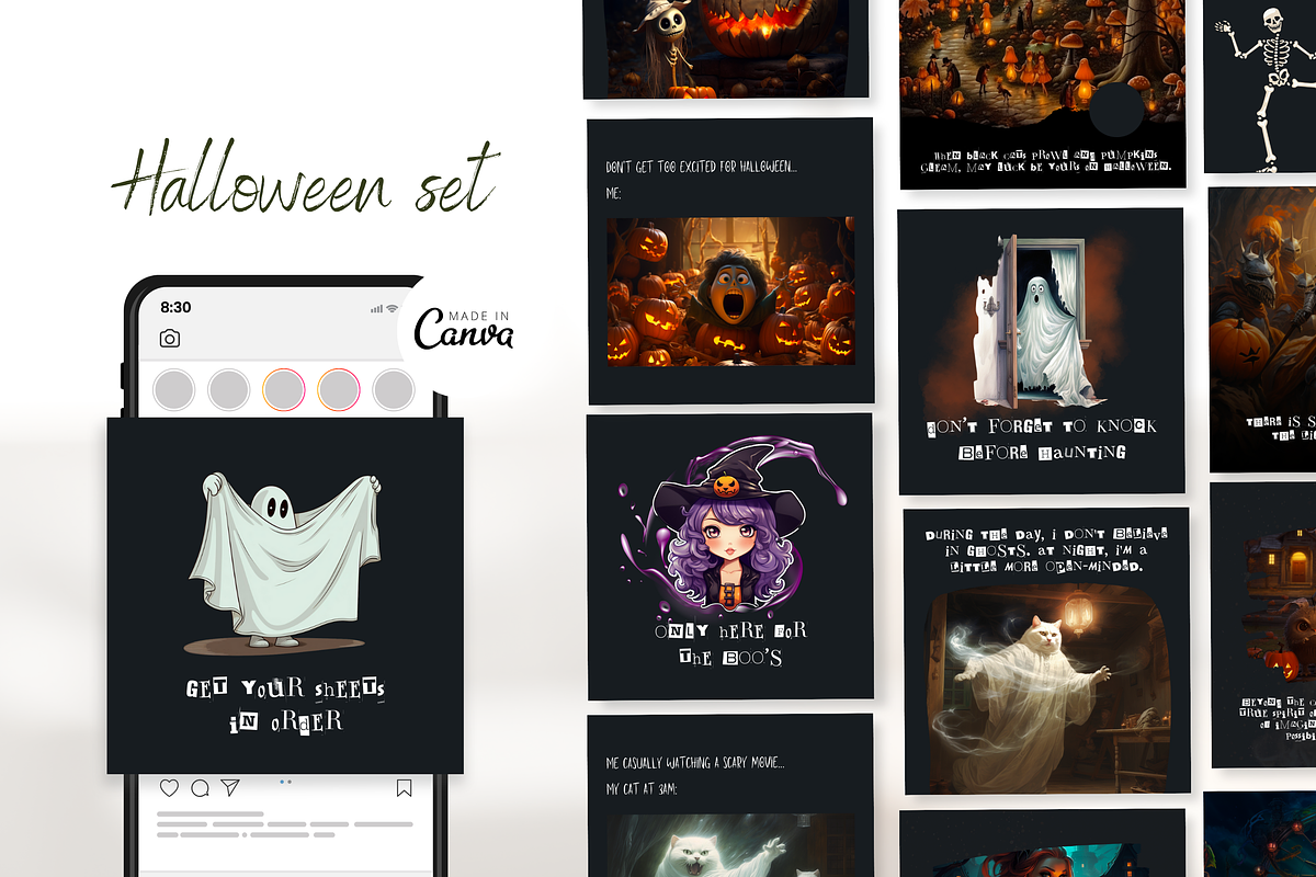 Funny Halloween Template Set I Canva, a Social Media Template by The Social Stuff (Photo 1 of 11)