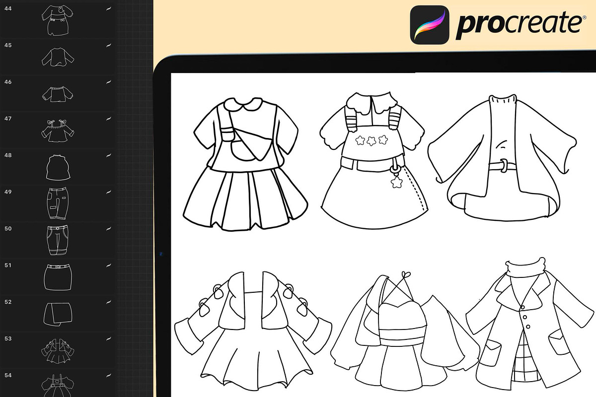 60 Procreate Clothes Costumes Stamp, a Brush Add-On by DrawingStoryShop (Photo 5 of 8)