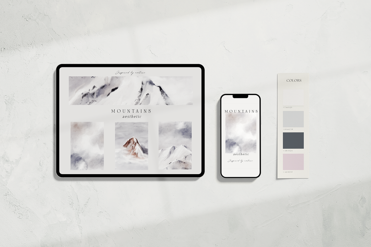 MOUNTAINS aesthetic *watercolor*, a Background Graphic by Youksy (Photo 4 of 16)