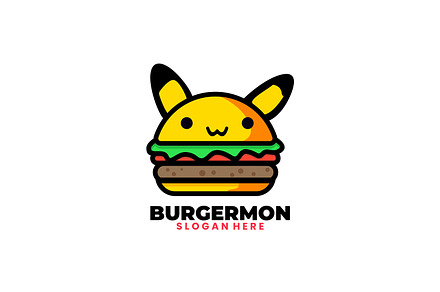 pokemon pikachu burger vector, a Branding & Logo Template by OmerStudio