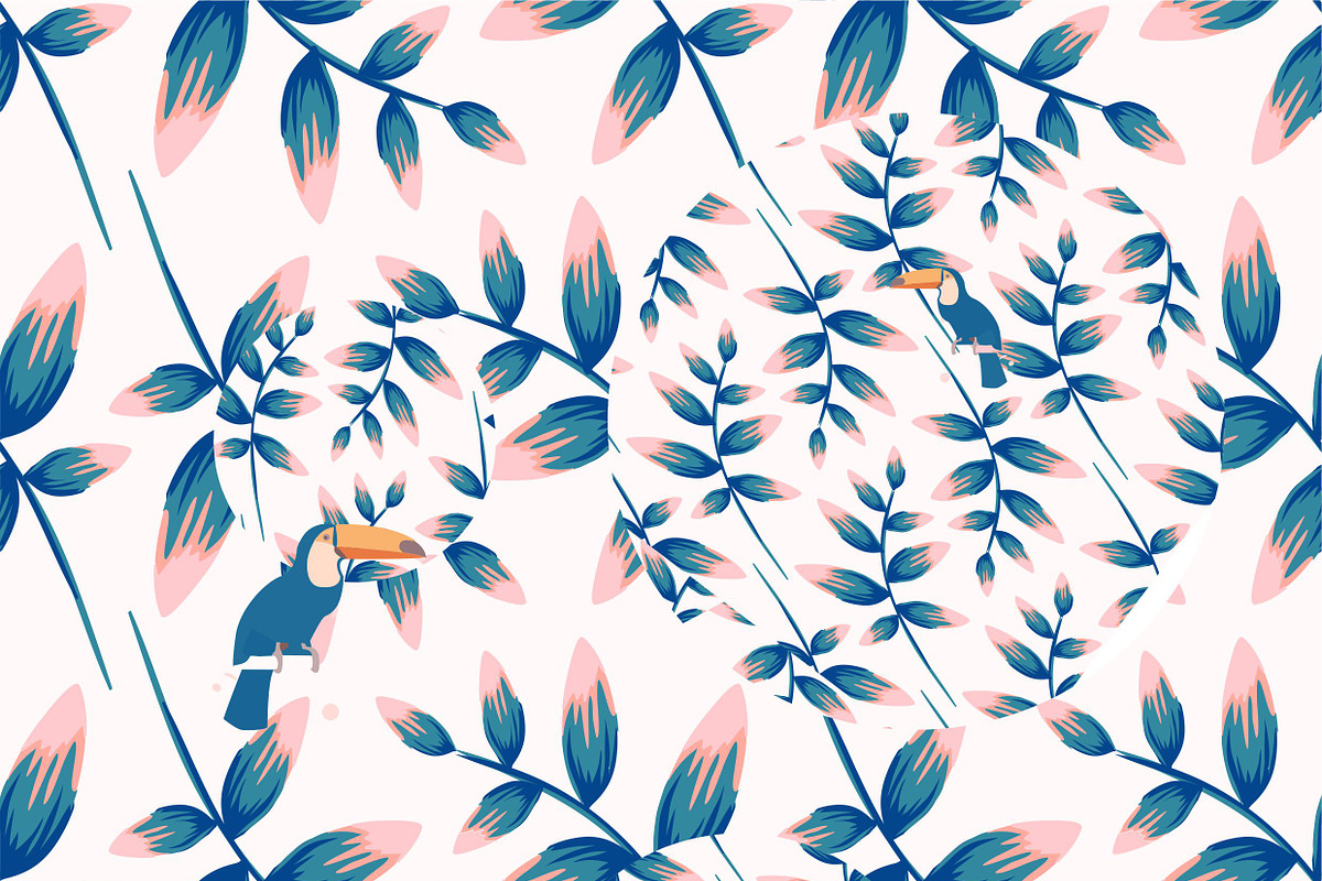 tropical vector pattern with toucan, a Decorative Illustration by Mary P (Photo 1 of 4)