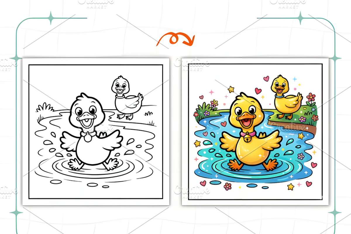 Bold and Easy Ducks Life Coloring, a Decorative Illustration by Ink Gallery (Photo 5 of 8)
