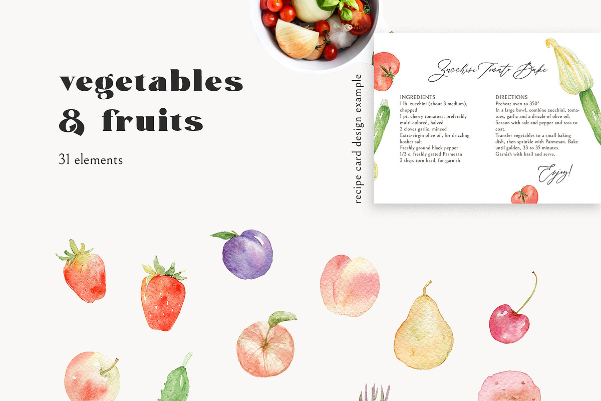 Watercolor Vegetables And Fruits, an Illustration by NiKO (Photo 2 of 6)