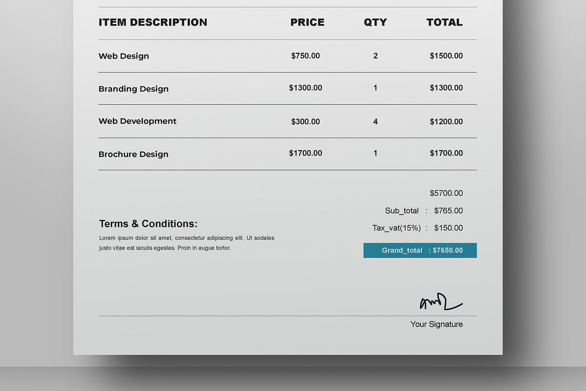 Invoice Template Design Layout, an Invitation Template by MightyDesign (Photo 2 of 7)