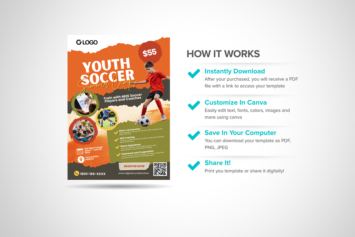 Canva Soccer Summer Camp Flyer, a Flyer Template by antyalias store (Photo 3 of 5)