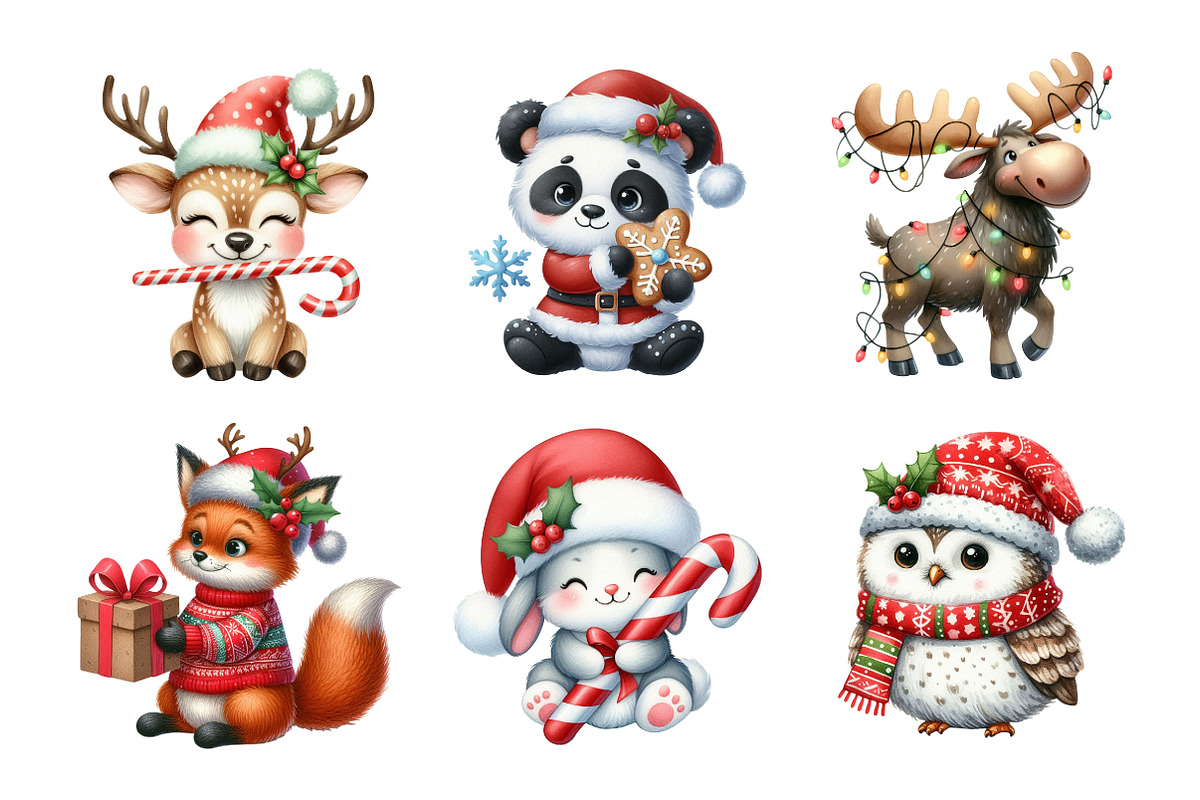 Christmas Animals Clipart, an Illustration by Design Market (Photo 3 of 5)