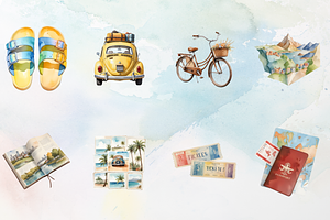 Watercolor Travel Clipart