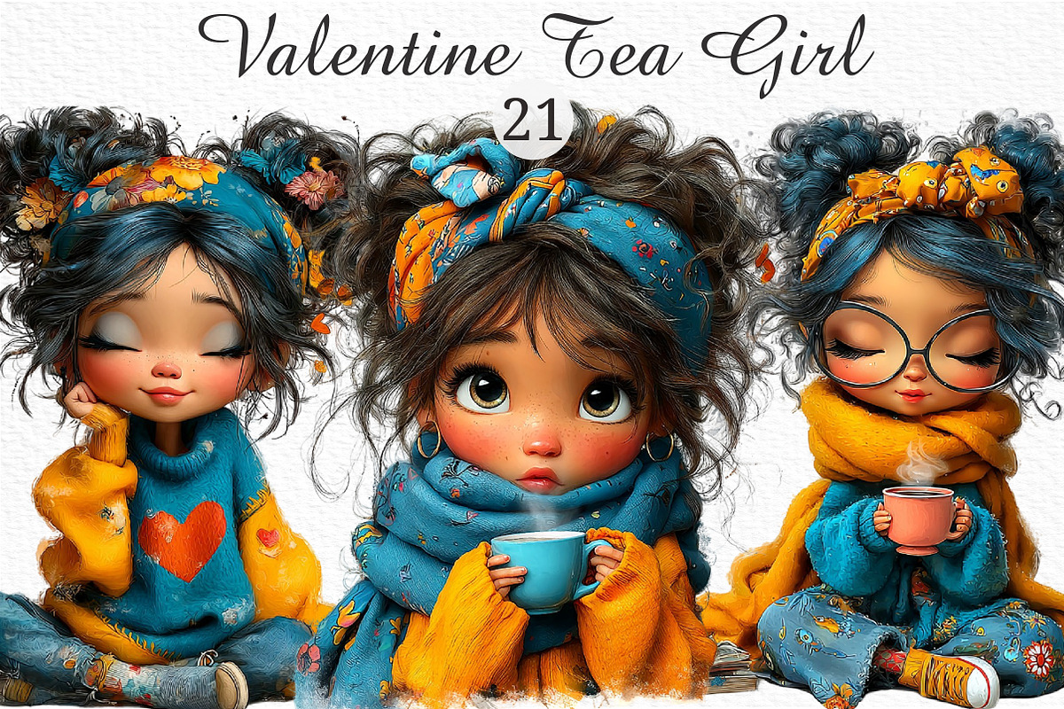 Valentine Tea Girl Clipart PNG, an Illustration by Craft Nest (Photo 1 of 10)