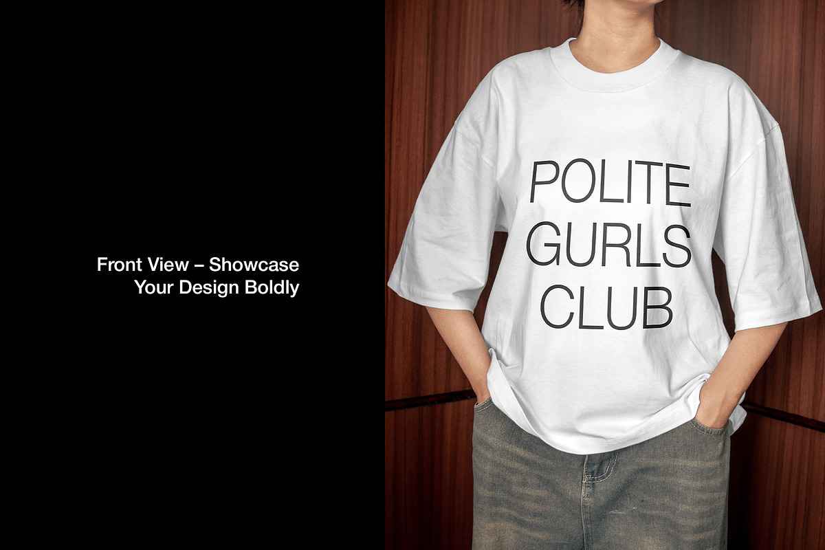 Boxy T-Shirt Mockup w/ Model, a Shirt Mockup by Mocktopia (Photo 3 of 10)