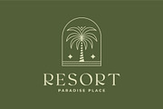 palm tree resort line art badge logo, a Branding & Logo Template by Blazybone (Thumbnail 1 of 2)