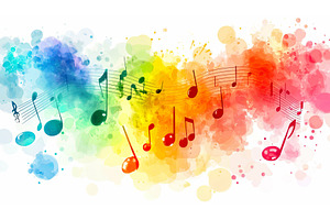 Colorful musical notes with vibrant, an Illustration by Lermont51