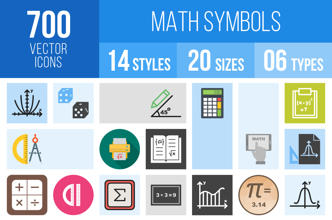 700 Math Symbols Icons | Outline Icons ~ Creative Market