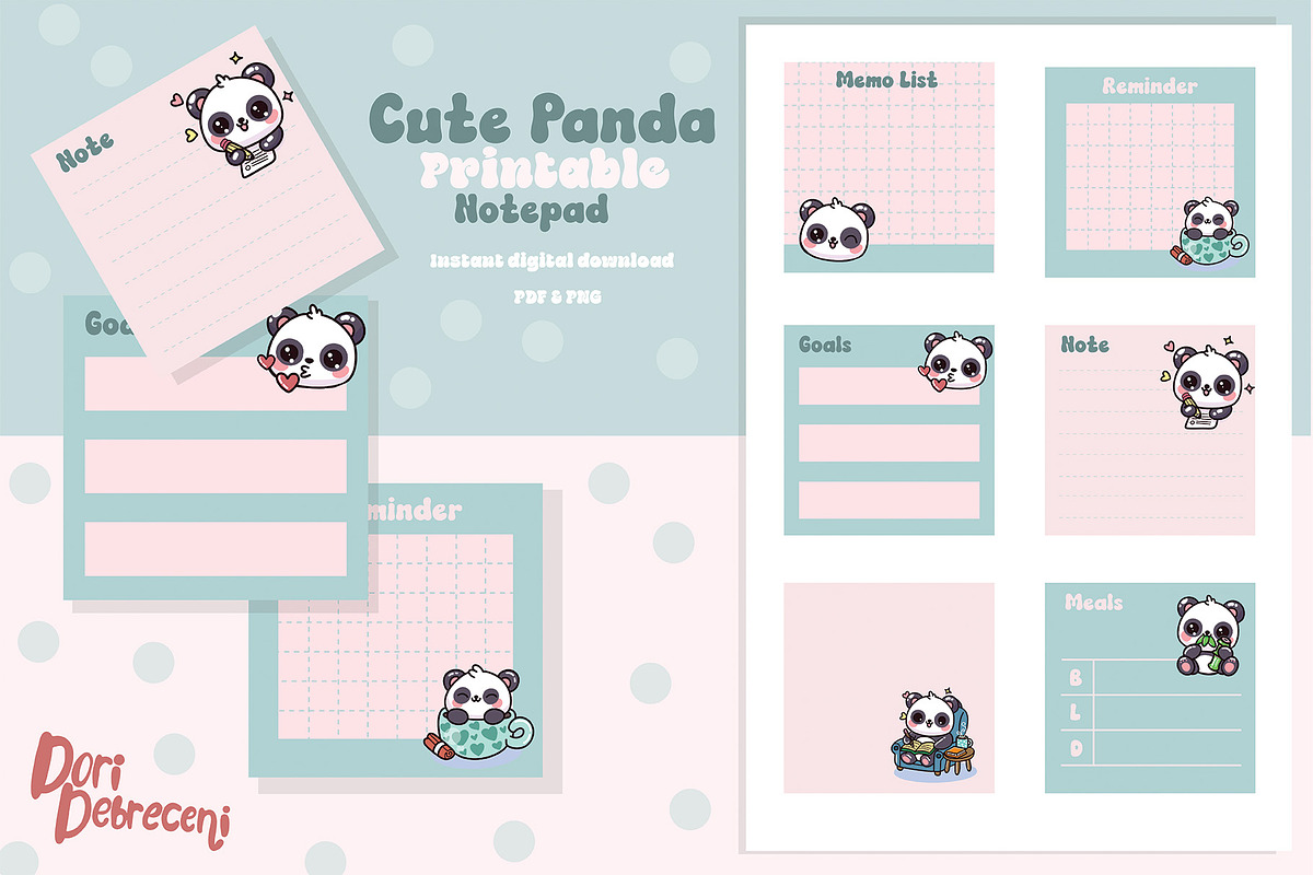 Panda Themed Printable Memo Notepad, a Graphic by Dori Debreceni draws (Photo 1 of 2)
