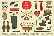 Fathers day doodle vintage male set, an Object Graphic by Tatianakost49 (Thumbnail 1 of 2)