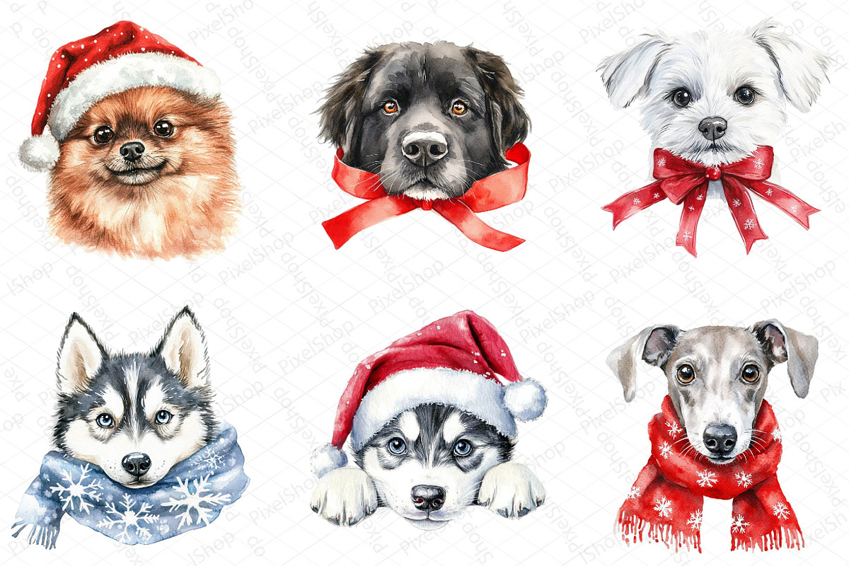 Christmas Peeking Dog Breeds Clipart, an Illustration by DreamPrint404 (Photo 4 of 7)