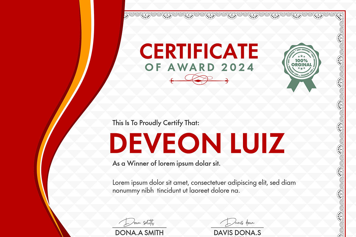 Certificate With Elegant Design, a Stationery Template by MRI STUDIO (Photo 10 of 11)
