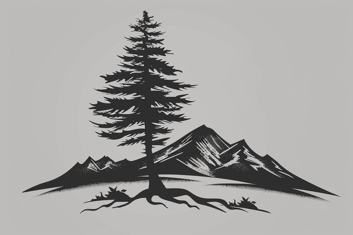 Majestic Mountain and Tree Vector Bu, a Graphic by Creativeshirt (Photo 3 of 11)
