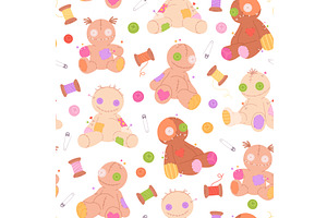 Voodoo dolls seamless pattern, an Illustration by LadadikArt