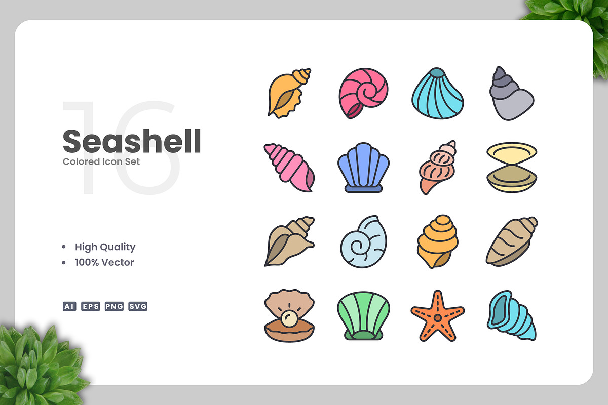 Seashell Colored Icons, an Icon by Upnowgraphic
